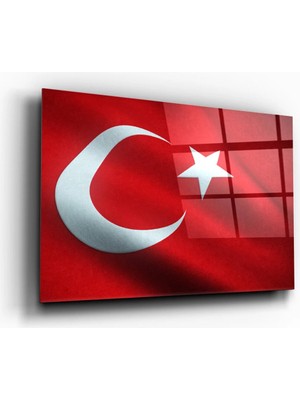 Mgi Design Türk Bayrağı Cam Tablo - Ay Yıldız - Vatan - Milliyetçi - Mustafa Kemal Atatürk - Dekorasyonu