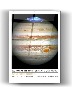 Mgi Design Jüpiter’de Kutup Işıkları – Nasa Hubble Teleskobu - Cam Tablo-Sanatsal-Ev ve Iş Dekorasyon
