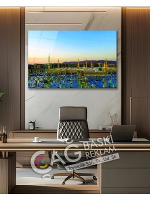 Mgi Design Medine Mescid-I Nebevi Islam Dini Cam Tablo Modern Ev Ofis Salon Oda Duvar Dekoru Hediyelik