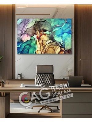 Mgi Design Soyut Renkli Göz Alıcı Estetik Şık Cam Tablo Modern Ev Ofis Salon Oda Duvar Dekoru Hediyelik