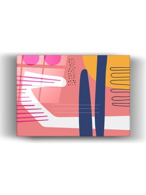 Mgi Design Boho Tarzı Pembe Soyut Desenli Soyut- Cam Tablo-Sanatsal-Ev ve Iş Dekorasyon