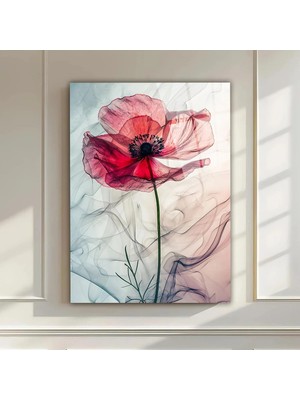 Mgi Design Pembe Çiçek Cam Tablo – Zarif ve Minimalist Modern Dekoratif Duvar Tablosu