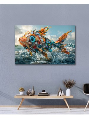 Mgi Design Balık Deniz Doğa Koruma Soyut Cam Tablo Modern Ev Ofis Salon Oda Duvar Dekoru Hediyelik