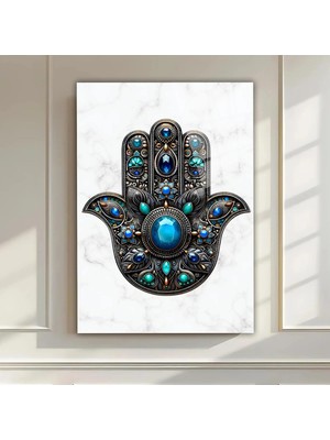 Mgi Design Nazar Koruyucu Hamsa El Motifli Cam Tablo – Ev ve Ofis Için Anlamlı Dekoratif Hediye
