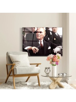 Mgi Design Cam Tablo Mustafa Kemal Atatürk  Portre - Duvar Dekorasyonu - Ofis Dekorasyonu - Duvar Tablosu