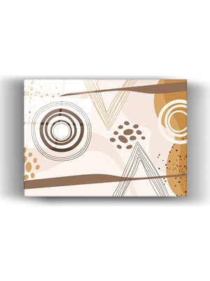 Mgi Design Retro Boho Tarzı Bej Soyut Desenli Soyut- Cam Tablo-Sanatsal-Ev ve Iş Dekorasyon