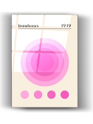 Mgi Design Cam Tablo – Pembe Bauhaus Halkalar | Modern Bohem Ev & Genç Odası Dekorasyonu | Ev | Ofis