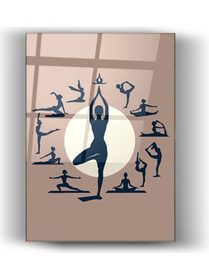 Mgi Design Yoga Figürleri ve Minimalist Çizgileriyli Tasarım- Cam Tablo- Ev ve Ofis Dekorasyonu