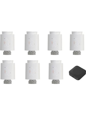 Novato Zigbee LED Ekranlı Termostatik Vana Seti ( Tuya, Smart Life Uyumlu ) 7 Adet Vana - 1 Adet Zigbee Köprü