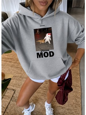 Donamod Unisex Kadın / Erkek Sevgili Arkadaş Hediye Kedi Baskılı Sweatshirt