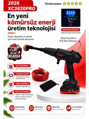 Okaoda Yüksek Basınçlı Temizleme Tabancası 60 bar Motor Gücü 300 W XC3820PRO Modeli