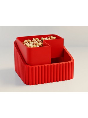 Brf Store Buradabulabilirsin Fıstık Kasesi – 3D Baskı Çift Hazneli Kabuk Ayırıcı Sunum Kasesi - Kırmızı Kırmız