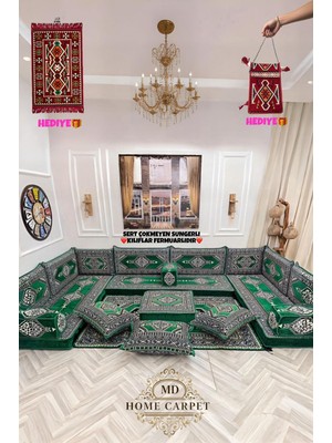 Md Home Carpet Şark Köşesi Minder Takımı Anadolu Desenli Sedir Seti Çift Yüzlü Yıkanabilir Özel Tasarım