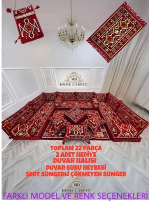 Md Home Carpet Şark Köşesi Minder Takımı Anadolu Desenli Sedir Seti Çift Yüzlü Yıkanabilir Özel Tasarım