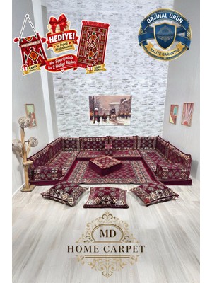 Md Home Carpet Şark Köşesi Minder Takımı Anadolu Desenli Sedir Seti Çift Yüzlü Yıkanabilir Özel Tasarım