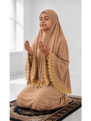 KanatGo Kız Çocuk Namaz Takımı – Başörtülü 2 Parça Ibadet Seti
