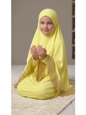 KanatGo Kız Çocuk Namaz Takımı – Başörtülü 2 Parça Ibadet Seti