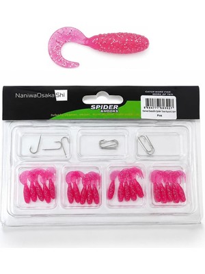 Naniwaosakashi Spider 2.5cm Orak Kuyruk 20 Silikon + 10 Iğne Lrf Yem Seti Pink