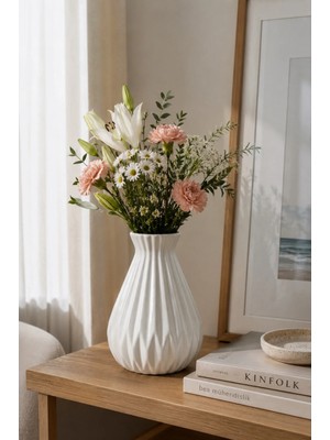 Yumuk Shop Dekoratif Mini Modern Iskandinav Vazo - Beyaz