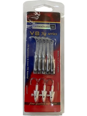 Naniwaosakashi V8 8cm 5.5gr 3 Jighead + 5 Silikon Yem Seti Mullet