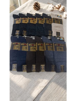 Dündar Plus Erkek Cashmere Çorap; Kışlık; Düz Asorti 12'li Paket; (40-44)