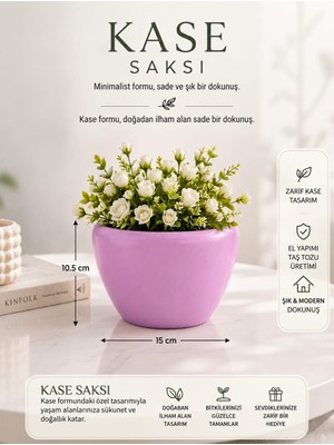 E.M.S Pastel Pembe Renk Kase Desen Saksı 10,5 x 15 cm Bitki Yetiştirme Yapay Çiçek Menekşe,sukulent,kaktüs Organizer Dekoratif Saksı.