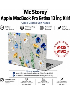 Mcstorey MacBook Pro Retina 13 Inç Kılıf A1425 A1502 Uyumlu Tropikal Yaprak ve Çiçek Desenli Sert Kapak Hard Case Ince Hafif Laptop Koruyucu R-622