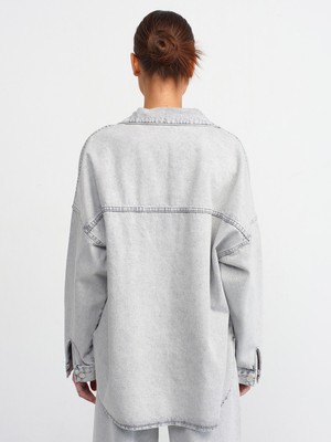 Dilvin 5307 Yıpratmalı Oversize Gömlek