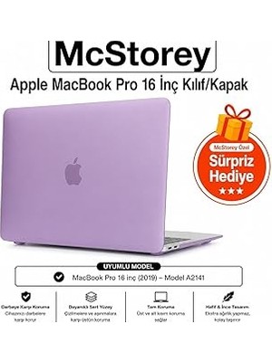 Mcstorey MacBook Pro 16 Touch Bar Uyumlu Sert Kapak Hardcase Mat Yüzey Ince Hafif Darbe Çizilme Koruma A2141 Lila