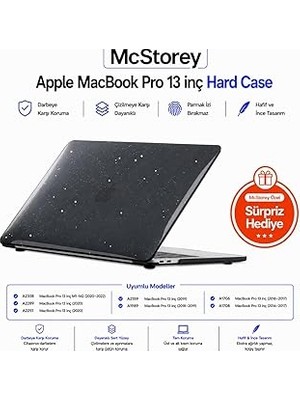 Mcstorey MacBook Pro 13 Simli Kılıf A1706 A1708 A1989 A2159 A2251 A2289 A2338 M1 M2 Uyumlu Parlak Sert Kılıf Ince Hafif Koruyucu Kapak Siyah