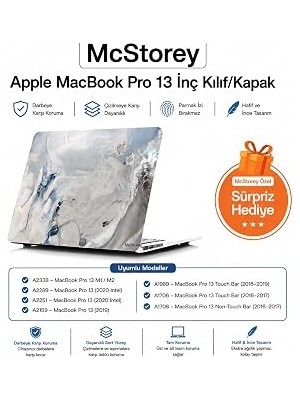 Mcstorey MacBook Pro 13 Mermer Desenli Kılıf A1706 A1708 A1989 A2159 A2251 A2289 A2338 M1 M2 Uyumlu Baskılı Sert Kılıf Ince Hafif Koruyucu Kapak R-39
