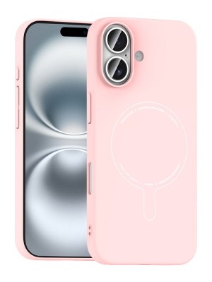 Lexroo Apple iPhone 16 Kılıf M-Safe Şarj Özellikli Kamera Korumalı Lexroo Elio Sert Pc Kapak - Açık Pembe
