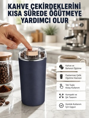 Masa Dostu Kahve ve Baharat Öğütücü Kolay Temizlenebilir Paslanmaz Çelik Taşınabilir Tdms-07