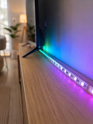 Akıllı Bayi Uzaktan Kumandalı Rgb Şerit LED 5 Metre 12V 5050 Smd Çok Renkli Dekoratif Işık Seti