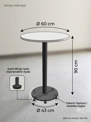 Steel Desing 90 cm Yükseklik Yuvarlak Bistro Cafe Restoran Balkon Mutfak Masası Kahve Sehpası Metal Ayaklı Yuvarlak Masa
