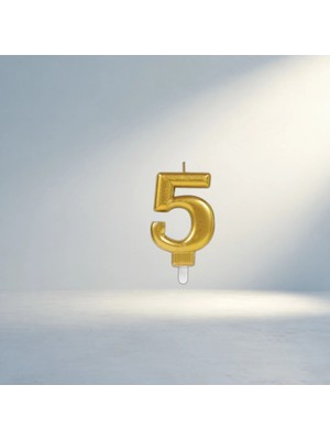 Gees Global Şık Gold Renkli 5 Rakam Mum Dekoratif Hediye Seçeneği