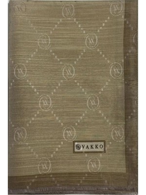 Vakko Pamuk Ipek Monogram Şal 42140-KOYU Bej