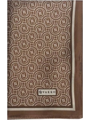 Vakko Tivil Monogram Şal 41407-AÇIK Kahve