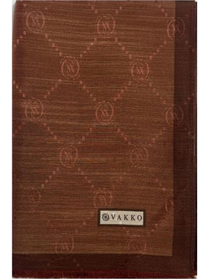 Vakko Pamuk Ipek Monogram Şal 42140-KAHVE