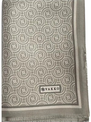 Vakko Tivil Monogram Şal 41407-KUM Ekru