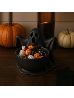 Sepetzone Hayalet Şekerlik 15 cm - Halloween Cadılar Bayramı Şeker Kasesi, Sevimli Hayalet Dekoratif Kase