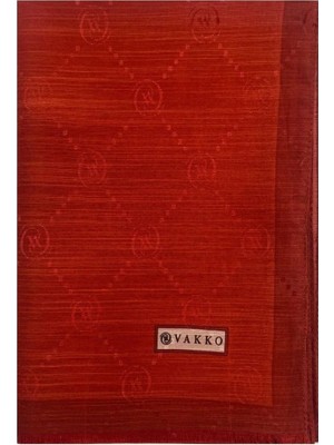 Vakko Pamuk Ipek Monogram Şal 42140-KOYU Kırmızı