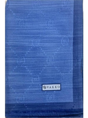 Vakko Pamuk Ipek Monogram Şal 42140-ROYAL Mavi