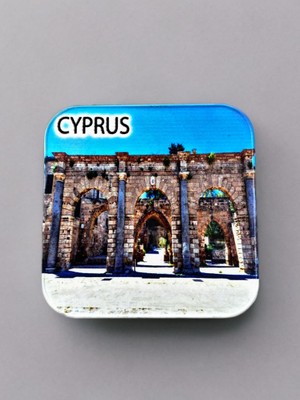 Mundy CYPRUS ( KIBRIS ) Mıknatıslı Plastik Bardak Altlığı Magnet - Hediyelik Buzdolabı Süsü 9.5x9.5 cm (kod:1849)
