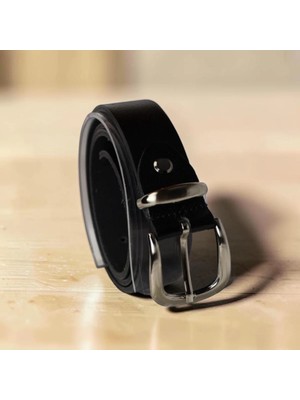Siyah Deri Erkek Spor Günlük Kullanıma Uygun Kemer 3.5 cm (Lunas Glow)