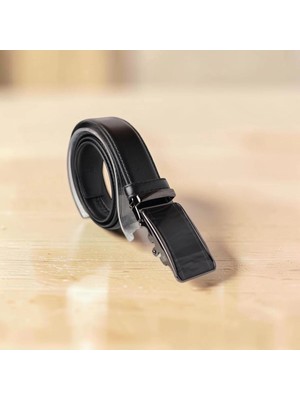 Siyah Erkek Otomatik Günlük Kullanıma Uygun Kemer 3.5 cm (Lunas Glow)