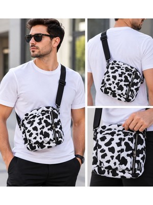 Nirvana Siyah Beyaz Desenli Unisex Omuz Çantası