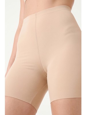 Womenmade Kadın Ten Rengi Yüksek Bel Lazer Kesim Iz Yapmayan Korse - Sıkılaştırıcı ve Toparlayıcı Push Up Seamless Dikişsiz Korse