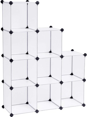 1001 9 Bölmeli Raf Sistemi, Ayakkabı Rafı, Banyo Rafı, Giysi Dolabı, Oyuncak Dolabı, 93 x 31 x 123