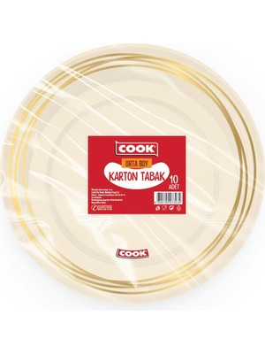 1001 Karton Tabak, Orta Boy, 19 Cm, 10 Adet, Tek Kullanımlık